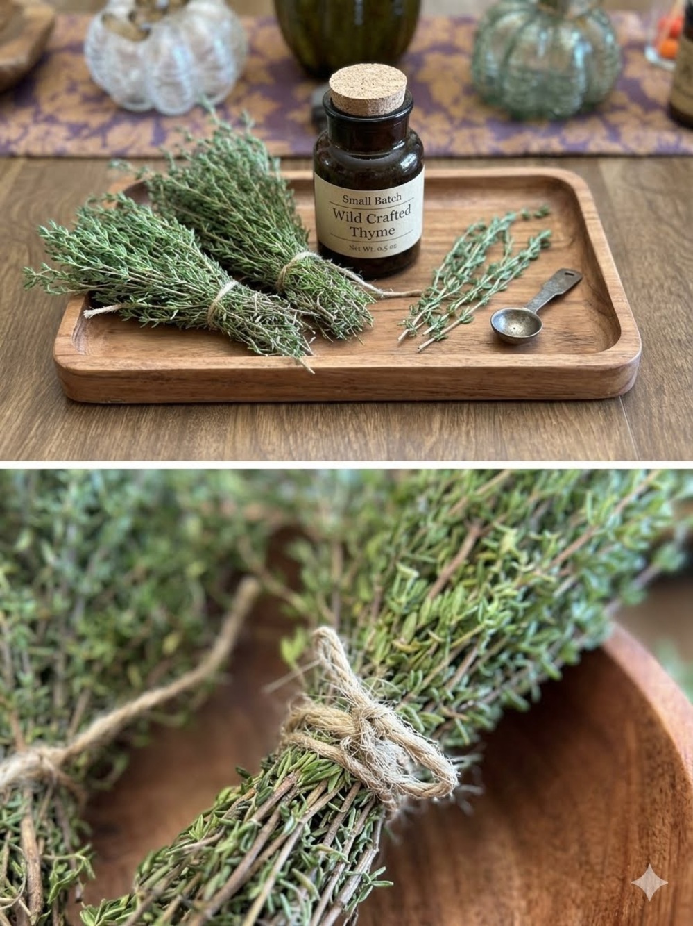 Rustic Dried Thyme Bundle Orchid & Vine Hand Grown Crafted Organic Multi Uses